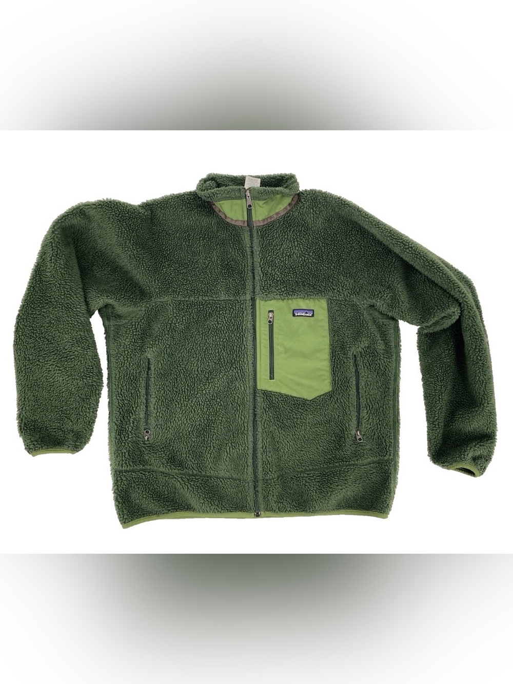 Patagonia Deep Pile Retro Green Fleece Jacket Vintage LARGE